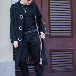 Burberry Black Trench Coat with Plaid Lining (UNISEX)